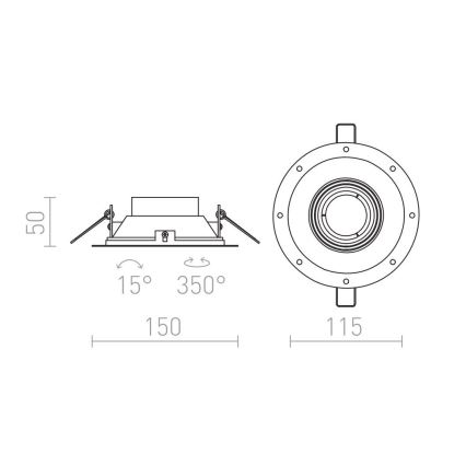 RED - Design Rendl - R12046 - Iluminação embutida IPSO 1xGU10/50W/230V
