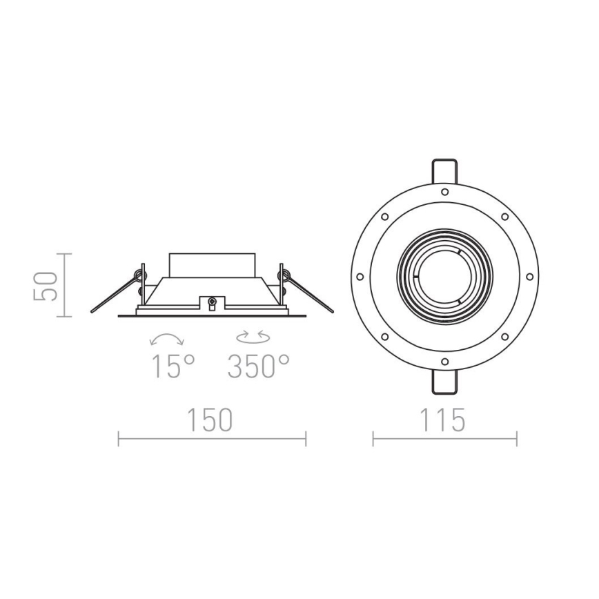 RED - Design Rendl - R12046 - Iluminação embutida IPSO 1xGU10/50W/230V