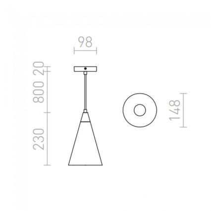 RED - Design Rendl - R12380 - Candelabro suspenso HEIDI 1xE27/28W/230V betão/madeira