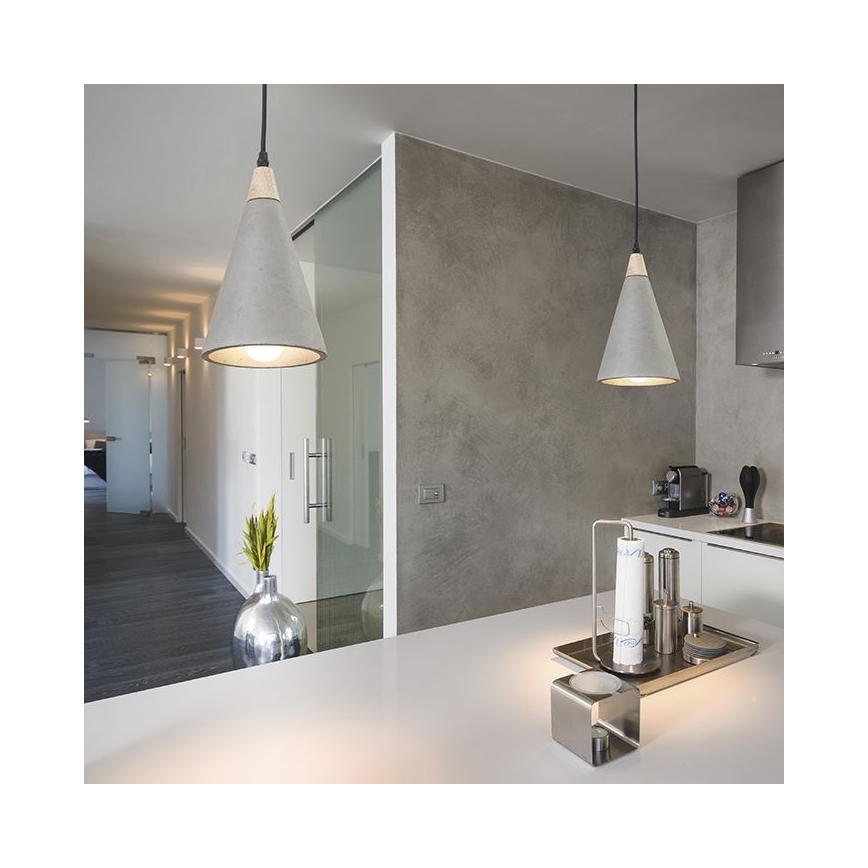 RED - Design Rendl - R12380 - Candelabro suspenso HEIDI 1xE27/28W/230V betão/madeira