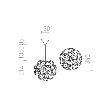 RED - Design Rendl - R12384 - Candelabro suspenso COCO 1xE27/28W/230V