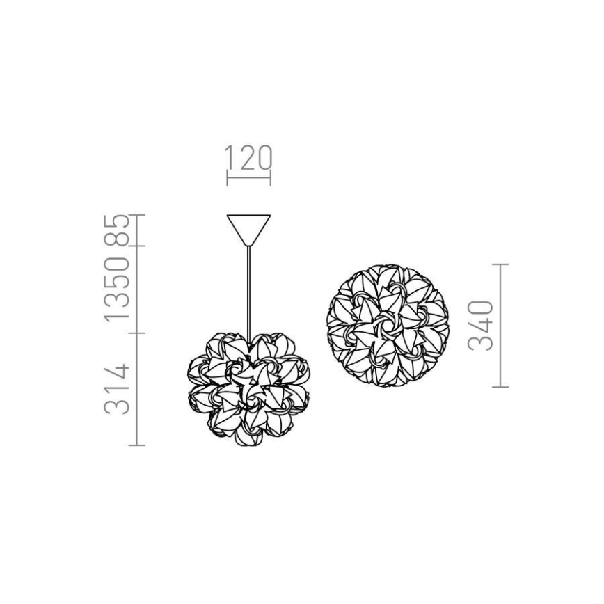 RED - Design Rendl - R12384 - Candelabro suspenso COCO 1xE27/28W/230V