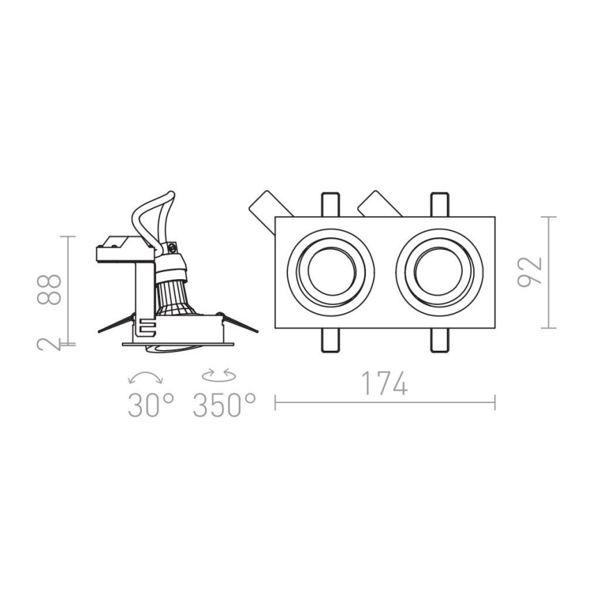 RED - Design Rendl - R12713- Iluminação embutida PASADENA 2xGU10/50W/230V