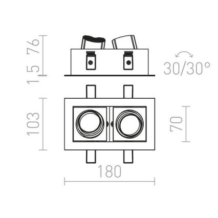 RED - Design Rendl - R12857 - Foco de encastrar LED BONDY 2xLED/7W/230V