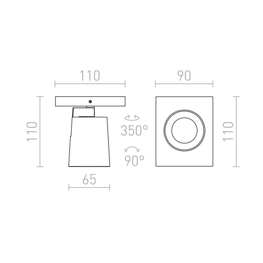 RED - Design Rendl - R12912 - Foco de parede KENNY 1xGU10/35W/230V