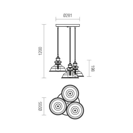 Redo 01-1004 - Candelabro num fio SAVILLE 3xE27/42W/230V