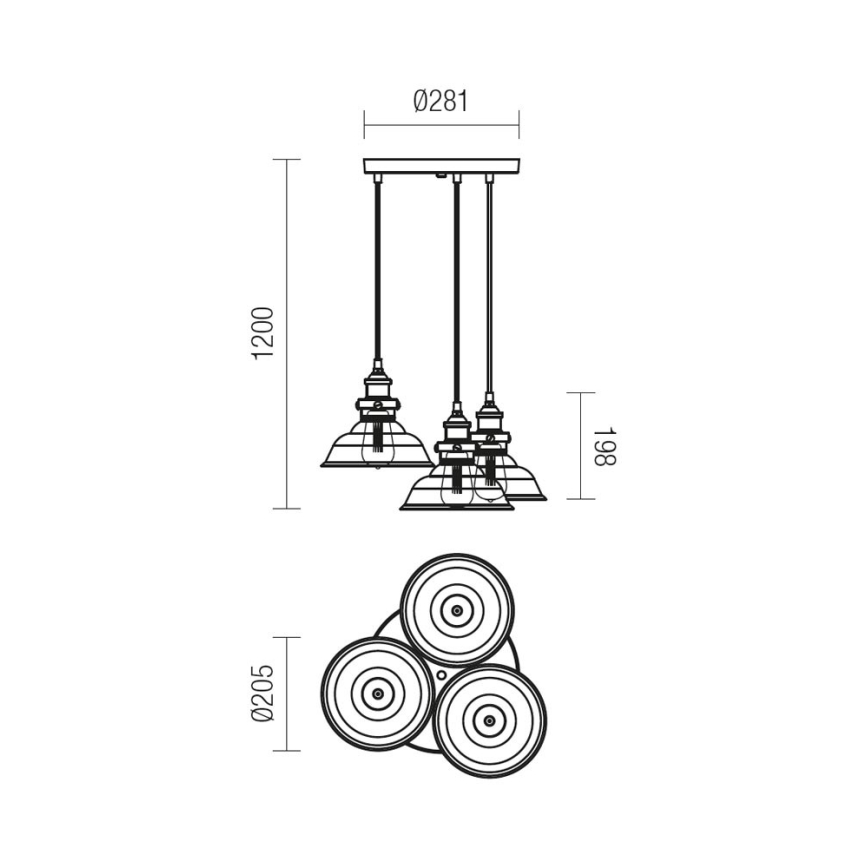 Redo 01-1004 - Candelabro num fio SAVILLE 3xE27/42W/230V