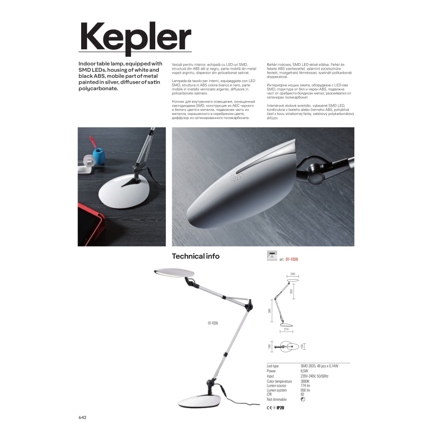 Redo 01-1036 - Candeeiro de mesa LED KEPLER VEIOZA LED/6.5W/230V
