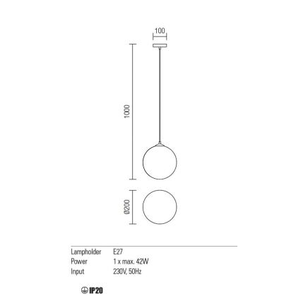 Redo 01-1064 - Candelabro suspenso OLA 1xE27/42W/230V diâmetro 20 cm