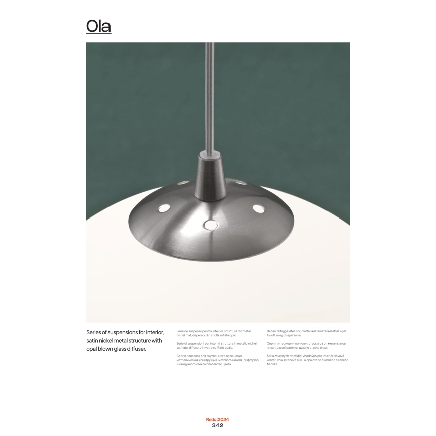 Redo 01-1065 - Candelabro suspenso OLA 1xE27/42W/230V diâmetro 30 cm
