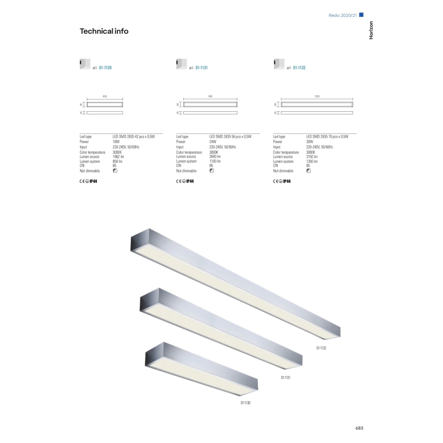 Redo 01-1132 - Iluminação de espelho de casa de banho LED HORIZON LED/30W/230V 120 cm IP44