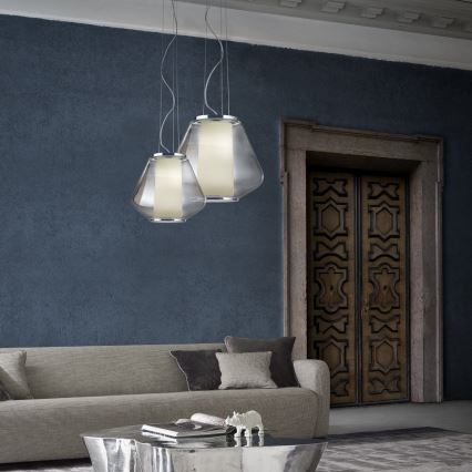 Redo 01-1139 - Lustre em cabo FUSION 1xE27/42W/230V pr. 30 cm cromado brilhante/fumado