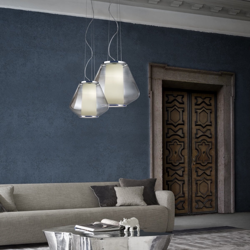 Redo 01-1139 - Lustre em cabo FUSION 1xE27/42W/230V pr. 30 cm cromado brilhante/fumado