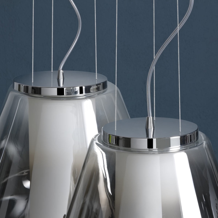 Redo 01-1139 - Lustre em cabo FUSION 1xE27/42W/230V pr. 30 cm cromado brilhante/fumado