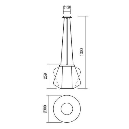 Redo 01-1139 - Lustre em cabo FUSION 1xE27/42W/230V pr. 30 cm cromado brilhante/fumado