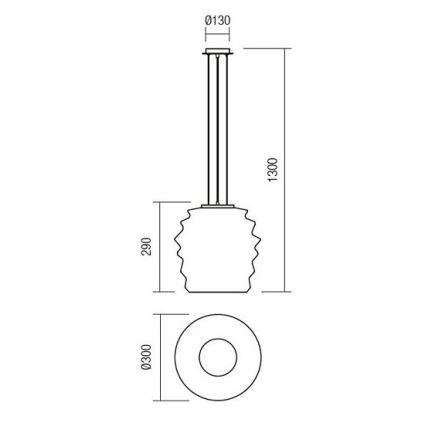 Redo 01-1141 - Lustre suspenso em cabo MAGMA 1xE27/42W/230V Ø 38 cm cromado brilhante/branco