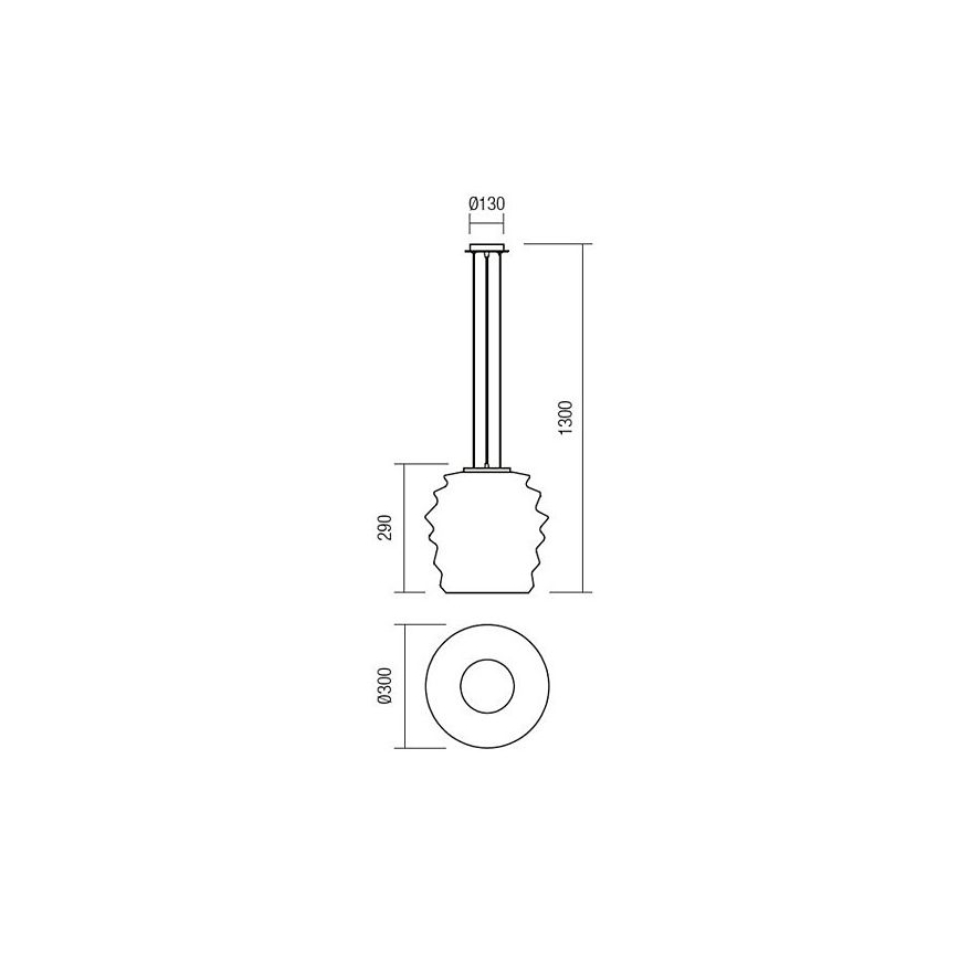 Redo 01-1141 - Lustre suspenso em cabo MAGMA 1xE27/42W/230V Ø 38 cm cromado brilhante/branco