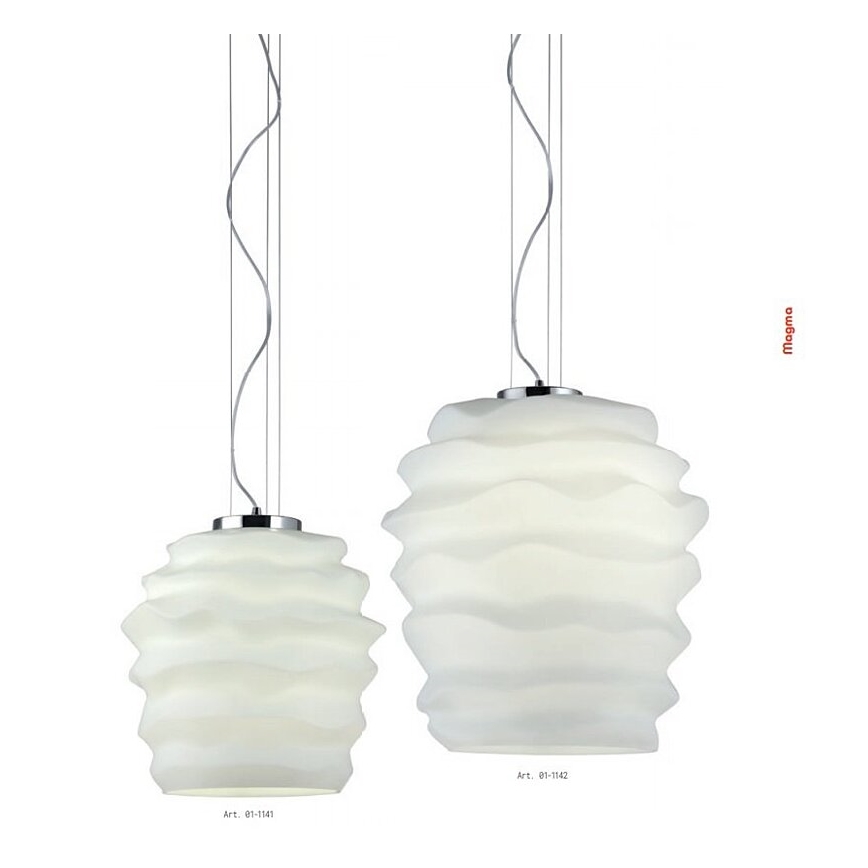 Redo 01-1142 - Lustre em cabo MAGMA 1xE27/42W/230V Ø 38 cm cromado brilhante/branco