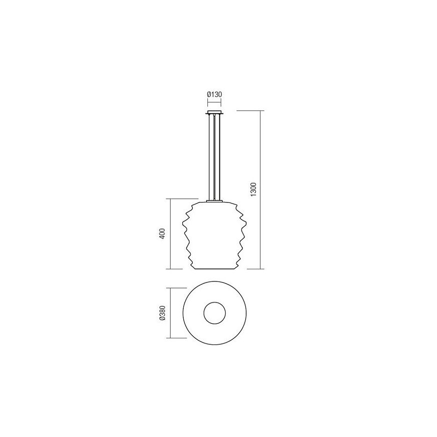 Redo 01-1142 - Lustre em cabo MAGMA 1xE27/42W/230V Ø 38 cm cromado brilhante/branco