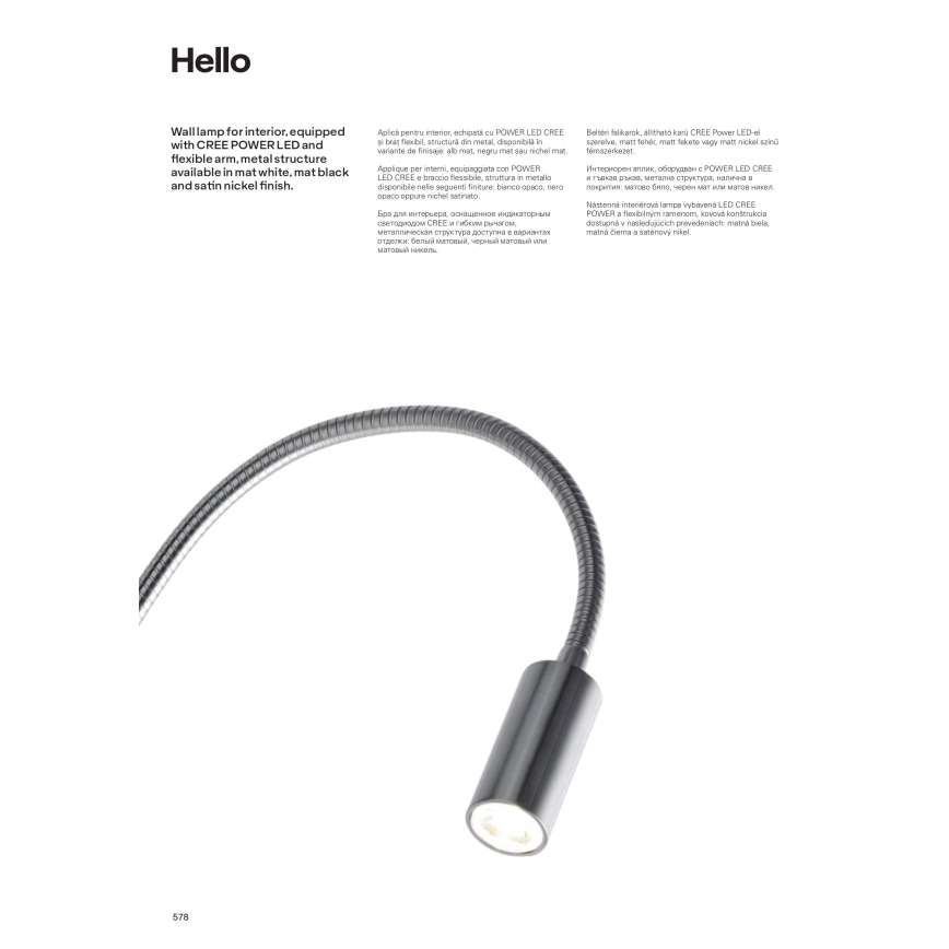 Redo 01-1193 - Candeeiro LED pequeno e flexível HELLO LED/3W/230V branco
