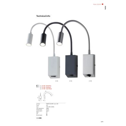 Redo 01-1193 - Candeeiro LED pequeno e flexível HELLO LED/3W/230V branco