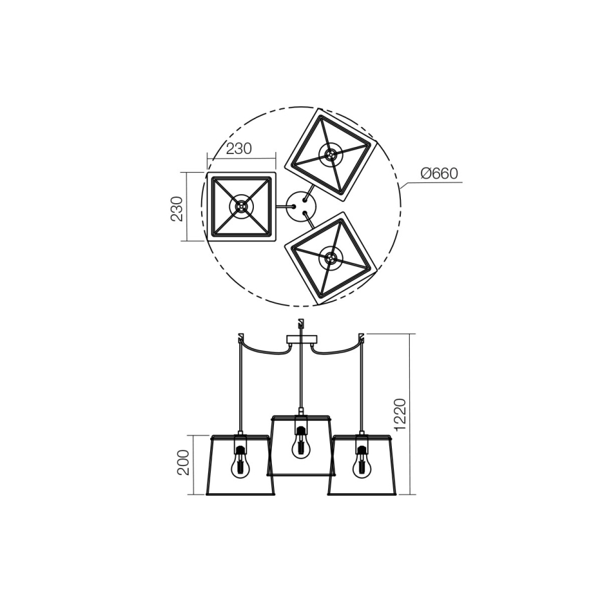 Redo 01-1265 - Candeeiro suspenso SKETCH 3xE27/42W/230V aranha