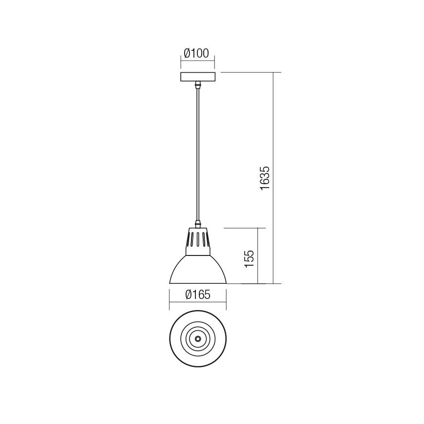 Redo 01-1279 - Lustre suspenso por cabo PEEP 1xE27/42W/230V Ø 16,5 cm preto