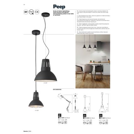 Redo 01-1282 - Lustre suspenso por cabo PEEP 1xE27/42W/230V Ø 34,5 cm branco