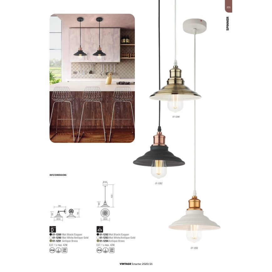 Redo 01-1292 - Candelabro num fio SPINNER 1xE27/42W/230V