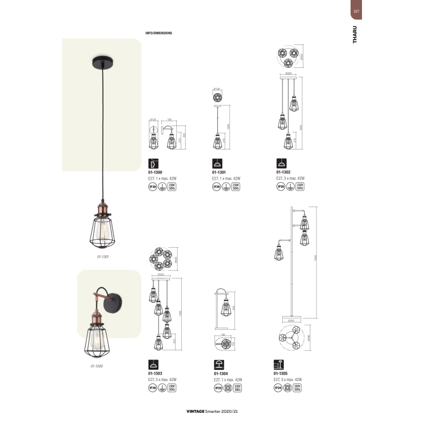Redo 01-1303 - Candelabro num fio THARU 5xE27/42W/230V