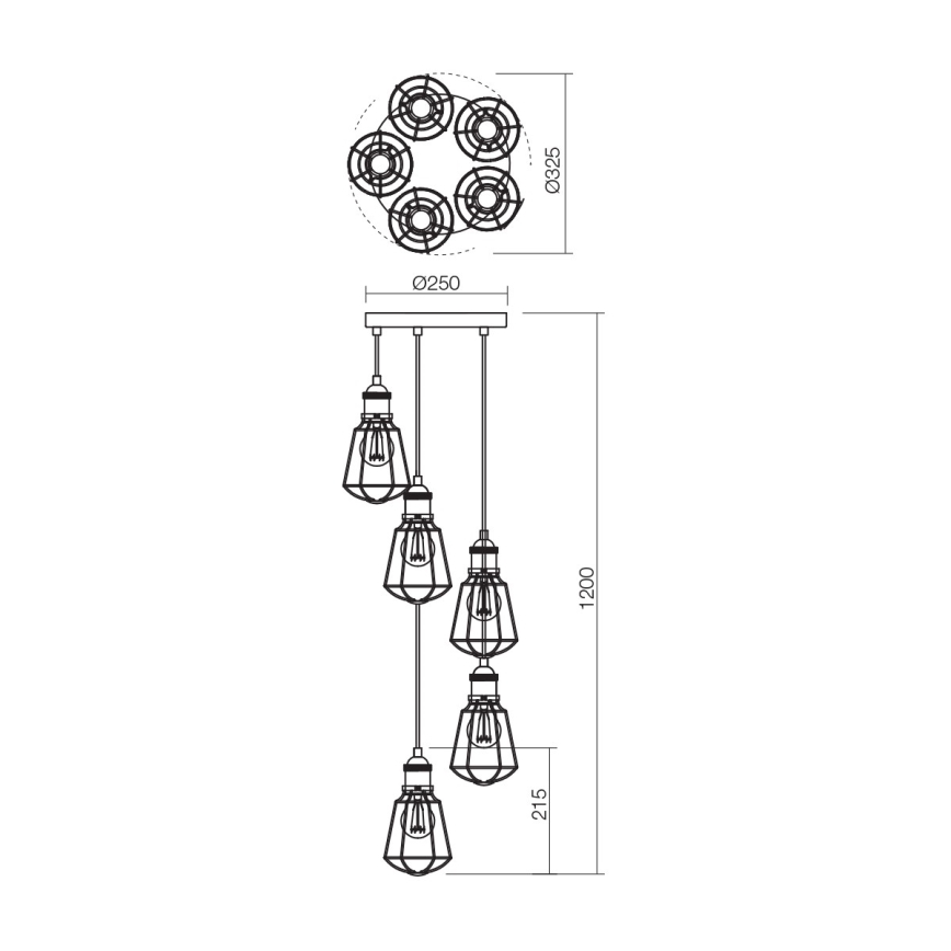 Redo 01-1303 - Candelabro num fio THARU 5xE27/42W/230V