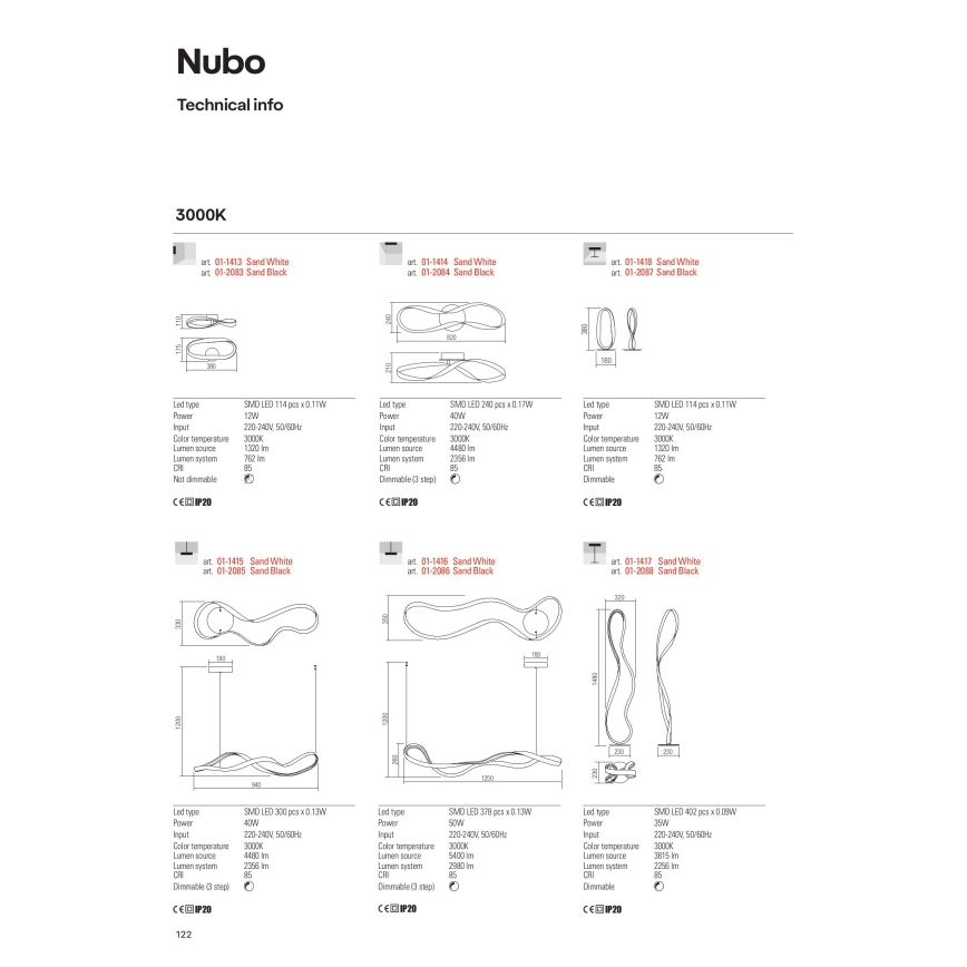 Redo 01-1417 - Candeeiro de chão LED com regulação NUBO 1xLED/35W/230V branco
