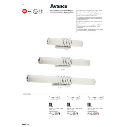 Redo 01-1431 - Iluminação de parede LED AVANCE LED/14W/230V 63 cm branco