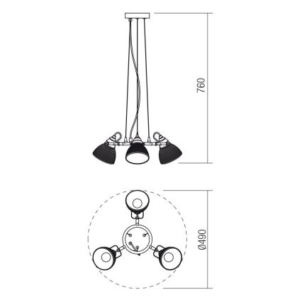Redo 01-1450 - Candelabro suspenso RIDGE 3xE27/60W/230V