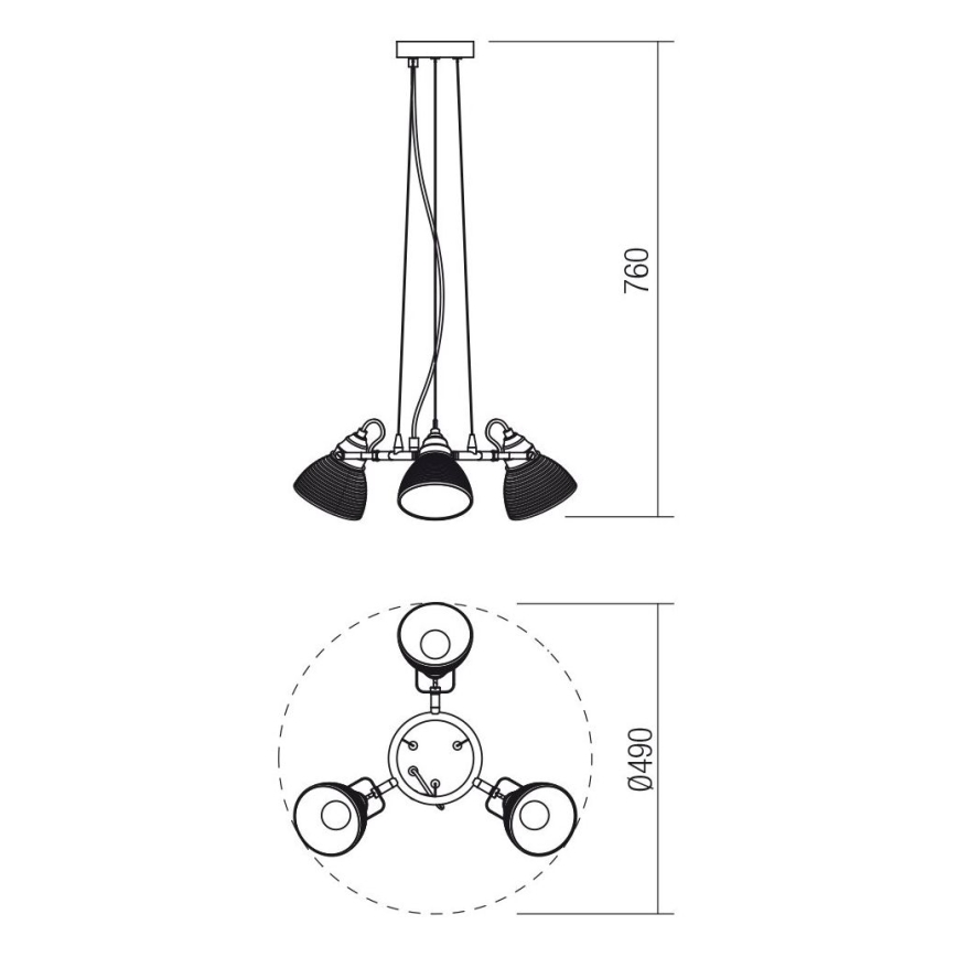 Redo 01-1450 - Candelabro suspenso RIDGE 3xE27/60W/230V