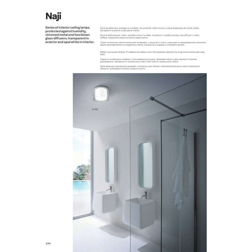 Redo 01-1453 - Iluminação de teto de casa de banho LED NAJI LED/12W/230V diâmetro 30 cm IP44