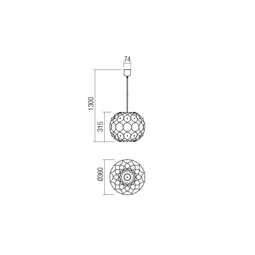 Redo 01-1508 - Candeeiro suspenso ODEON 1xE27/42W/230V diâmetro 36 cm dourado