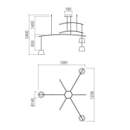 Redo 01-1524 - Candelabro suspenso LED LOLLI 3xLED/6W/230V branco