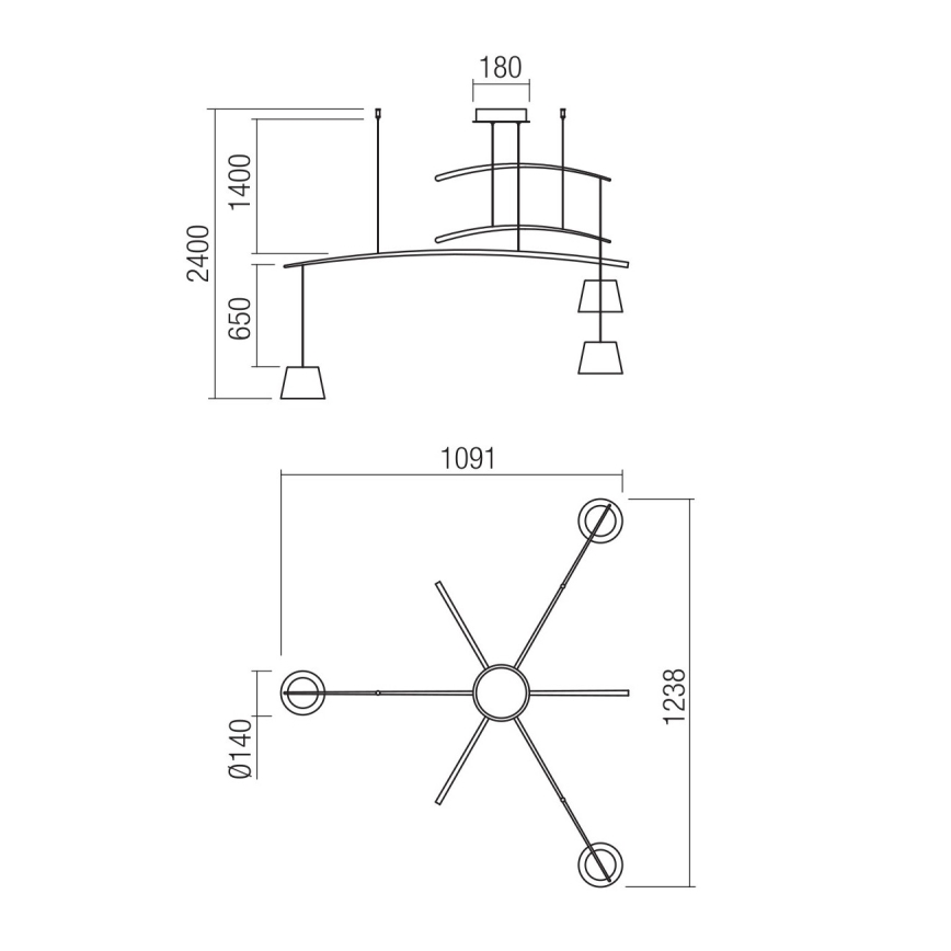 Redo 01-1524 - Candelabro suspenso LED LOLLI 3xLED/6W/230V branco