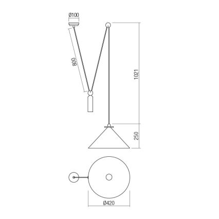 Redo 01-1546 - Candeeiro suspenso KALIMBA 1xE27/42W/230V diâmetro 42 cm aranha preto