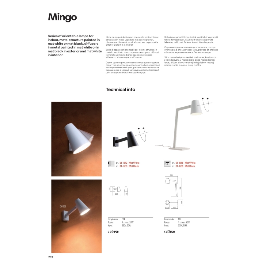 Redo 01-1556 - Candeeiro de pé MINGO 1xE27/42W/230V branco