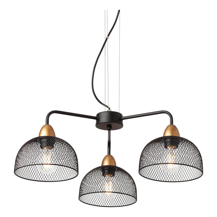 Redo 01-1573 - Lustre suspenso por cabo TAMIS 3xE27/42W/230V Ø 59 cm preto
