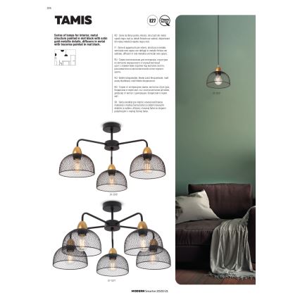 Redo 01-1573 - Lustre suspenso por cabo TAMIS 3xE27/42W/230V Ø 59 cm preto
