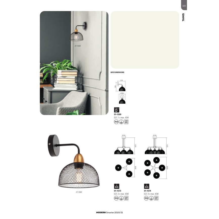 Redo 01-1573 - Lustre suspenso por cabo TAMIS 3xE27/42W/230V Ø 59 cm preto