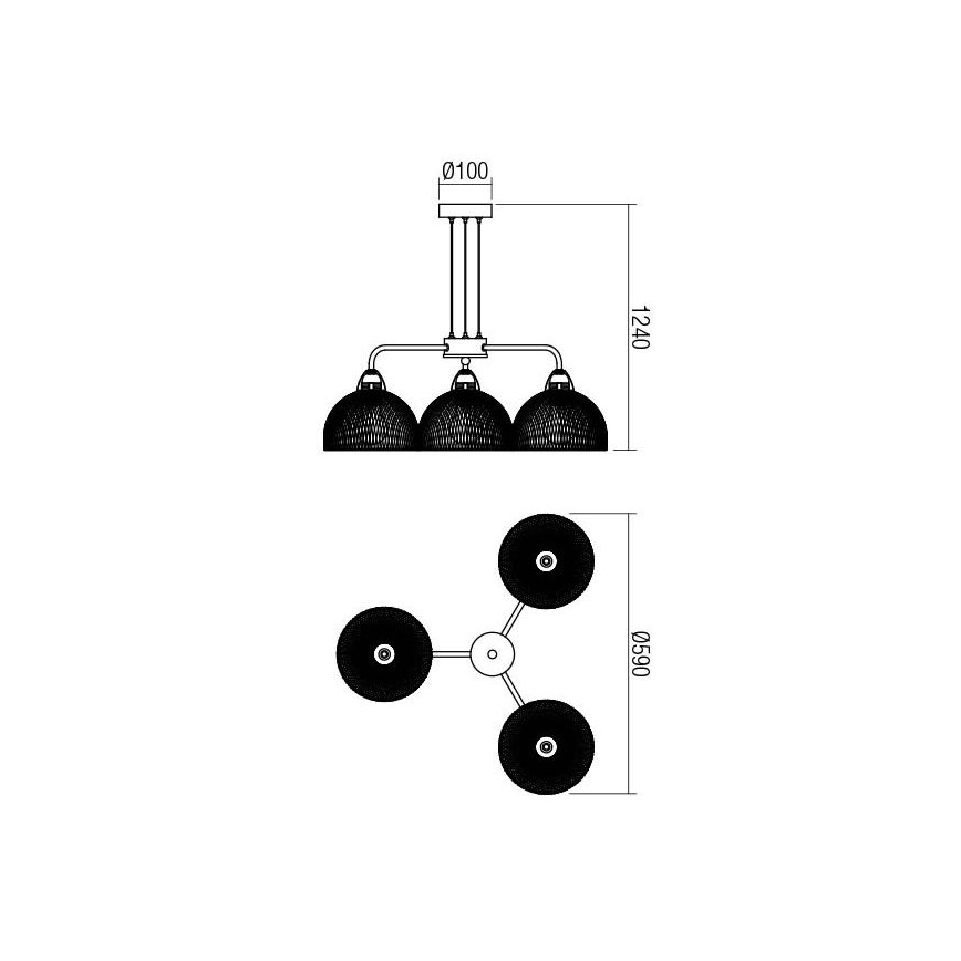 Redo 01-1573 - Lustre suspenso por cabo TAMIS 3xE27/42W/230V Ø 59 cm preto