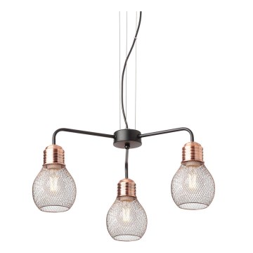 Redo 01-1579 - Lustre suspenso por cabo EDISON 3xE27/42W/230V Ø 53 cm preto/cobre