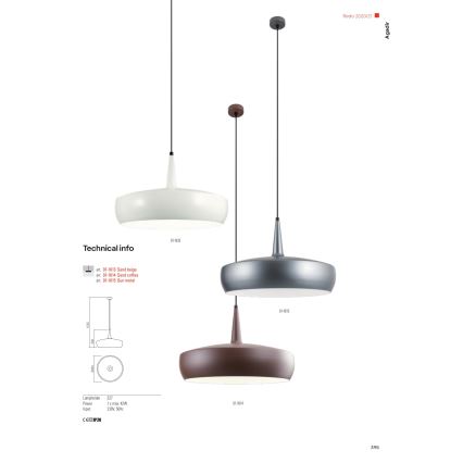 Redo 01-1615 - Candelabro num fio AGADIR 1xE27/42W/230V