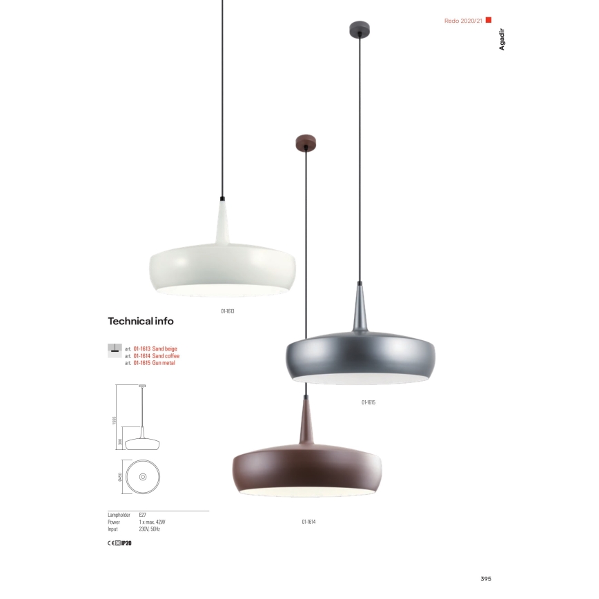 Redo 01-1615 - Candelabro num fio AGADIR 1xE27/42W/230V