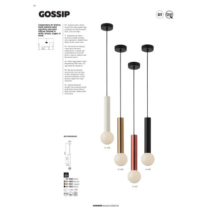 Redo 01-1661 - Candelabro suspenso GOSSIP 1xE27/42W/230V cobre