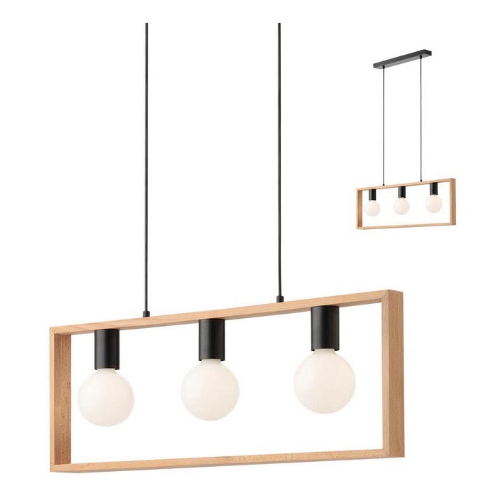 Redo 01-1665 - Candelabro suspenso TIMBER 3xE27/42W/230V faia